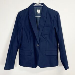 J Crew Suit Blazer Womens Size 8 Navy Blue Single Button Cotton